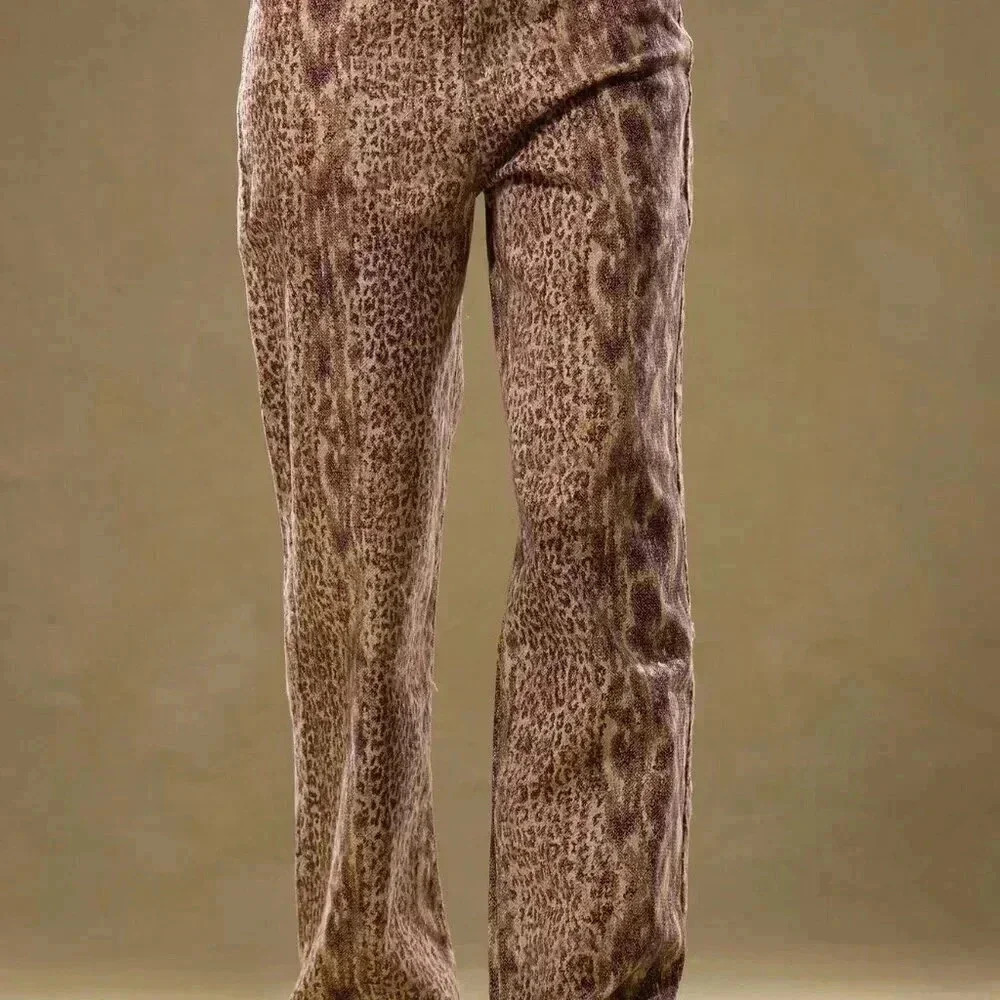Multicolor Casual Women's Low Rise Snakeskin Denim Trousers - Picture 4 of 6